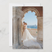 ガーデンウェディング フラワー エレガント ブルー ローズ フォト 招待状 (裏面)