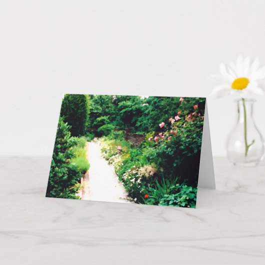 ガーデンウォークデジタル5" x 7"折り畳みグリーティングカード カード (小さな植物)