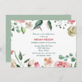ガーデンウォータカラーフローラベビーシャワー招待状 招待状 (正面/裏面)