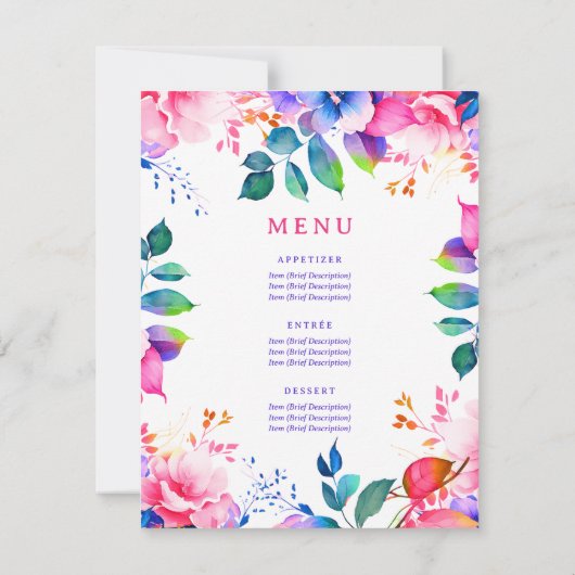 ガーデンウォータカラーフローラ30誕生日プログラムメニュー 招待状 (裏面)