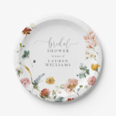 ガーデンウォーターカラーフラワーズ赤面ピンクブライダルシャワー ペーパープレート (正面)