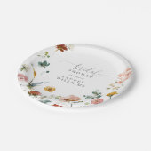 ガーデンウォーターカラーフラワーズ赤面ピンクブライダルシャワー ペーパープレート (アングル)