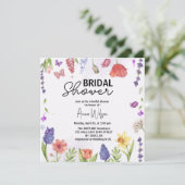 ガーデンウォーターカラーフローラ野花ブライダルシャワー 招待状 (スタンド正面)