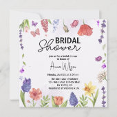 ガーデンウォーターカラーフローラ野花ブライダルシャワー 招待状 (正面)
