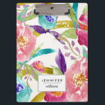 ガーデンウォーターパーソナライズされたカラー クリップボード<br><div class="desc">エレガントトレンディー水色フローラデザイン。</div>