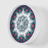 ガーデンウォーターファウンテンレッドフラワーマンダラデザイン 壁時計 (傾斜)