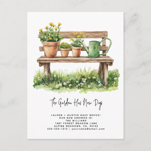 ガーデンエレガントウォーター色のフローラ緑の移動 案内ポストカード (正面)