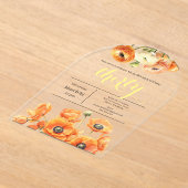 ガーデンエレガントオレンジの花30th誕生日パーティー アクリル招待状 (レイダウン)