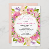 ガーデンエレガントテーマピンクフローラ卒業パーティー 招待状 (正面/裏面)