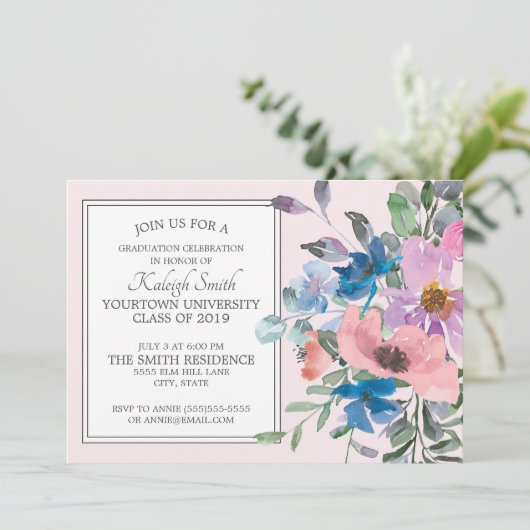 ガーデンエレガントパープルピンクフローラグラードパーティー 招待状 (スタンド正面)