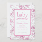 ガーデンエレガントピンクチノイスリー赤ちゃんシャワー 招待状 (正面)