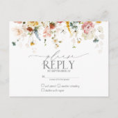 ガーデンエレガントフラワーウォータカラーフローラRSVP インビテーションポストカード (正面)
