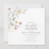 ガーデンエレガントフラワーウォーターカラーブライダルシャワー 招待状 (正面)