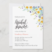 ガーデンエレガントフラワーウォーターカラーブライダルシャワー 招待状 (正面)