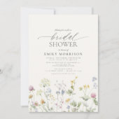 ガーデンエレガントフラワーウォーターカラーブライダルシャワー 招待状 (正面)