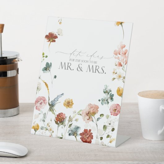 ガーデンエレガントフラワーウォーターカラー日付アイディア 台座サイン (インサイチュ)