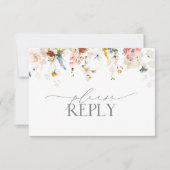 ガーデンエレガントフラワーウォーターカラーNoメニューRSVP 出欠カード (正面)