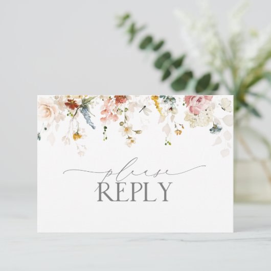 ガーデンエレガントフラワーウォーターカラーNoメニューRSVP 出欠カード (スタンド正面)