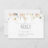 ガーデンエレガントフラワーウォーターカラーNoメニューRSVP 出欠カード (裏面)