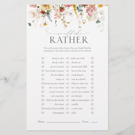 ガーデンエレガントフラワーズフローラブライダルシャワーゲーム (正面)