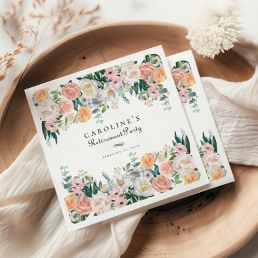 ガーデンエレガントフローラグリーンリー退職パーティー スタンダードランチョンナプキン