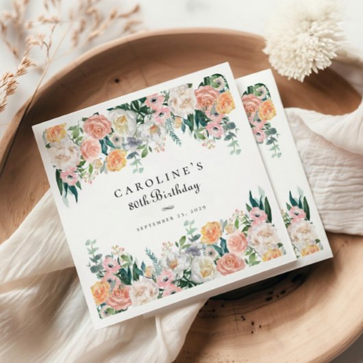 ガーデンエレガントフローラグリーンリー80thバースデーパーティー スタンダードカクテルナプキン