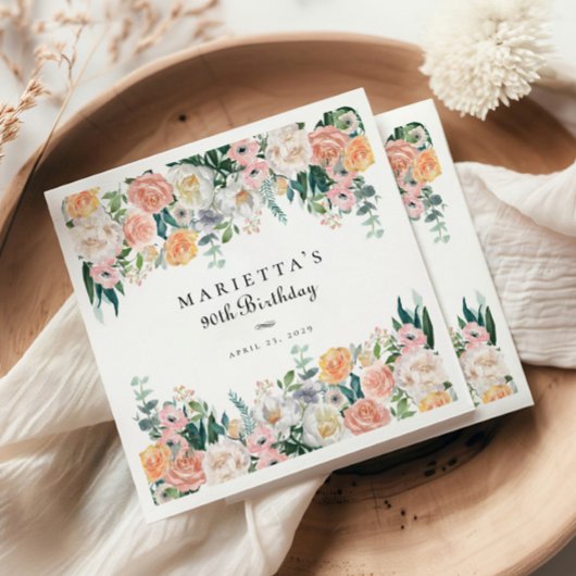 ガーデンエレガントフローラグリーンリー90thバースデーパーティー スタンダードカクテルナプキン