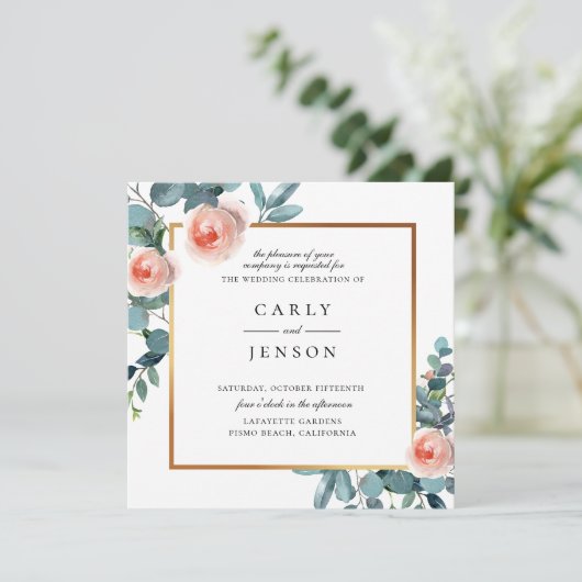 ガーデンエレガントフローラフレーム結婚式招待状 招待状 (スタンド正面)