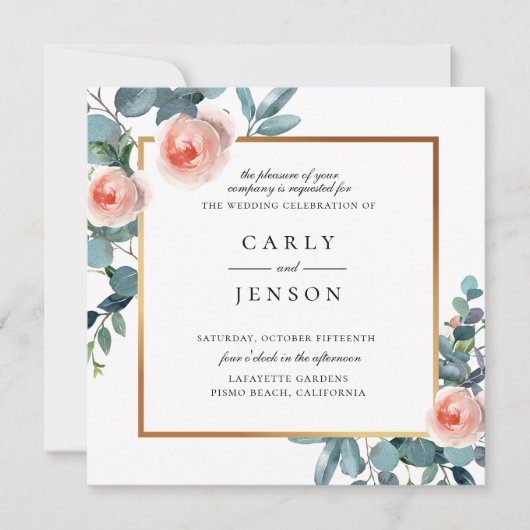 ガーデンエレガントフローラフレーム結婚式招待状 招待状 (正面)