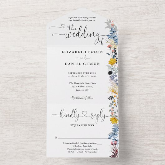 ガーデンエレガントフローラ結婚ハート オールインワン招待状 (内側)