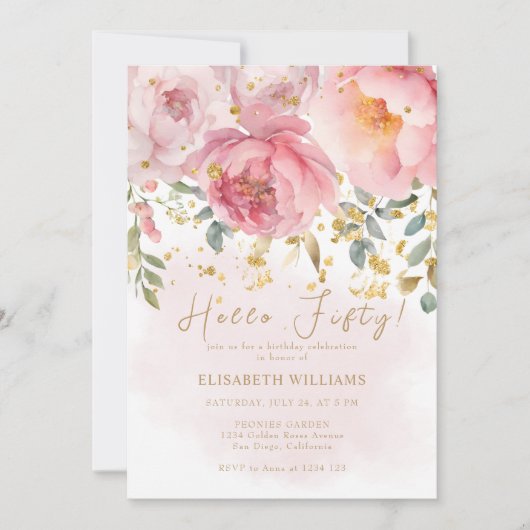 ガーデンエレガントフローラ50誕生日 招待状 (正面)