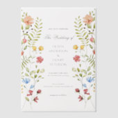 ガーデンエレガントワイルドフラワーズフローラ春の結婚式 ベラム紙招待状 (正面)