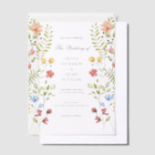 ガーデンエレガントワイルドフラワーズフローラ春の結婚式 ベラム紙招待状 (オフセット)