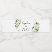 ガーデンエレガント花模様金ゴールドフレーム緑結婚の ペットボトルラベル (シングルラベル)