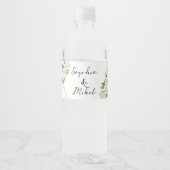 ガーデンエレガント花模様金ゴールドフレーム緑結婚の ペットボトルラベル (正面)