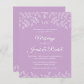ガーデンエレガント葉ラベンダー結婚式招待状 (正面/裏面)