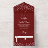 ガーデンエレガント葉秋ウィンターブルガンディーレッド オールインワン招待状 (内側)