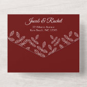 ガーデンエレガント葉秋ウィンターブルガンディーレッド オールインワン招待状 (裏面)