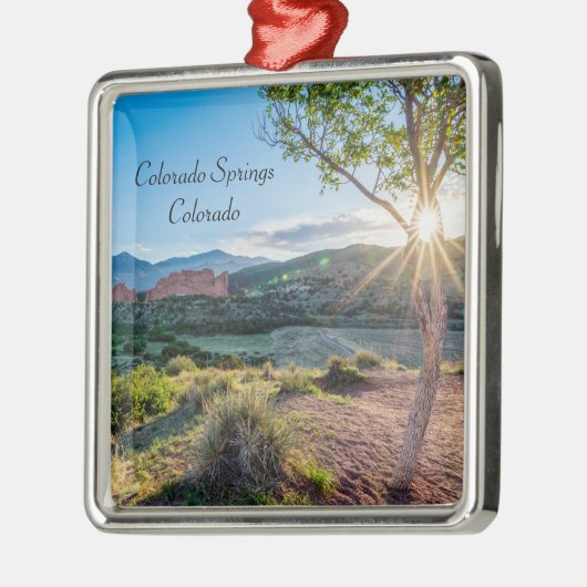 ガーデンオブゴッズツリー日が差すことスクエアオーナメント メタルオーナメント (左)