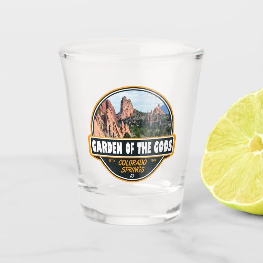 ガーデンオブザゴッドコロラド春トラベルエンブレム ショットグラス (正面)