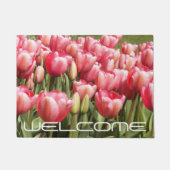 ガーデンオブピンクチューリップフローラへようこそ ドアマット (正面)