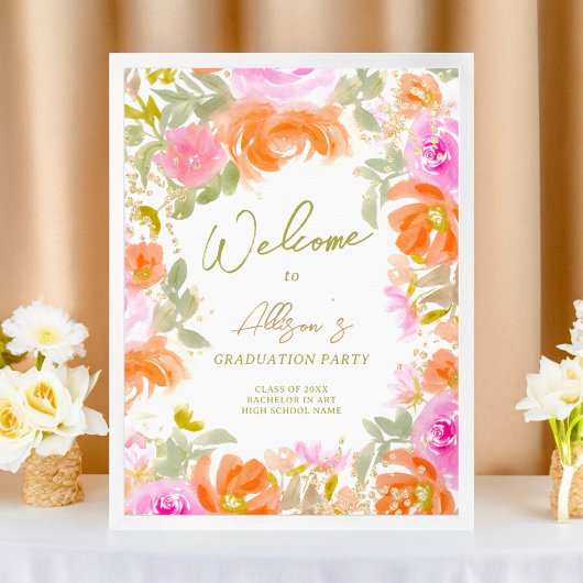 ガーデンオレンジ色の野花へようこそ卒業 ポスター