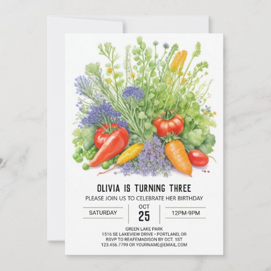 ガーデンオーガニックアドベンチャー誕生日 招待状 (正面)