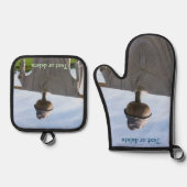 ガーデンカカクレローパーソナライズされた自然 鍋つかみ&鍋敷きセット (正面)