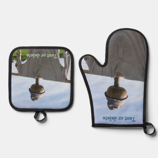 ガーデンカカクレローパーソナライズされた自然 鍋つかみ&鍋敷きセット (正面)