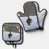ガーデンカカクレローパーソナライズされた自然 鍋つかみ&鍋敷きセット (正面/裏面)