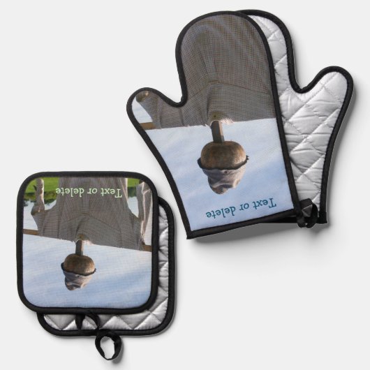 ガーデンカカクレローパーソナライズされた自然 鍋つかみ&鍋敷きセット (正面/裏面)