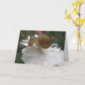 ガーデンカタツムリとホワイトカーネーションのグリーティングカード カード (黄色い花)