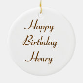 ガーデンカタツムリとホワイトカーネーションカスタム誕生日 セラミックオーナメント (裏面)