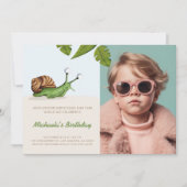 ガーデンカタツムリ写真子供の誕生日 招待状 (正面)